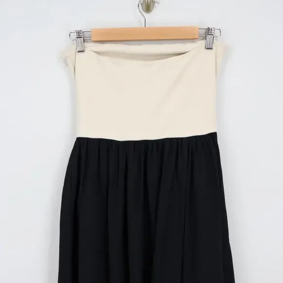 J.Crew Strapless Colorblock Midi Mixy Dress Natural Black Size Small NWT - Picture 7 of 8